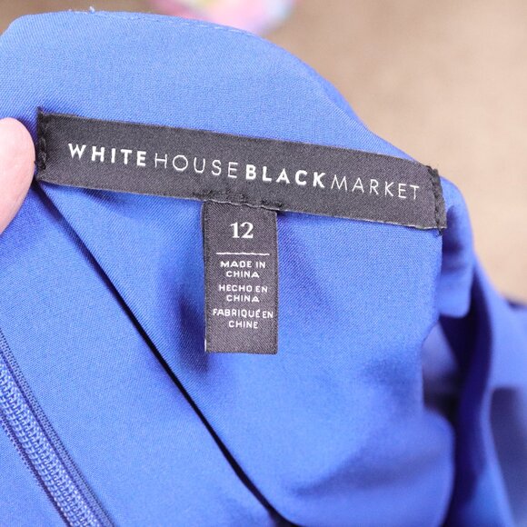 WHBM | Royal Blue Fit & Flare Cold Shoulder Dress 12 - Picture 6 of 7